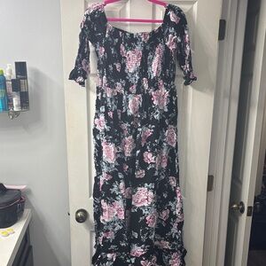 NWOT black floral dress
